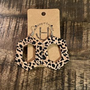 New cork leopard print earrings